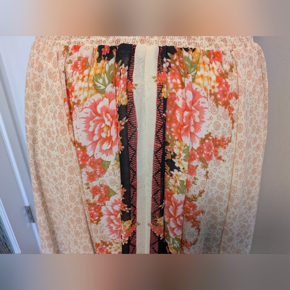 Free People Lovely Lady Floral Maxi High-Low Elastic Waist Lined Sz L Skirt Boho - Picture 8 of 11